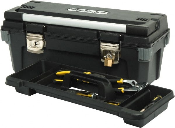 Stanley - Tool Box - 19-5/8" Wide x 10-1/2" Deep x 10-5/16" High, Plastic/Rubber, Black - Exact Tooling