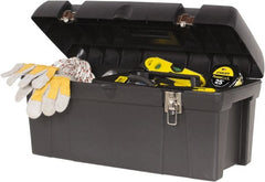 Stanley - 1 Tray Tool Box - 23-5/8" Wide x 11-1/2" Deep x 11-1/8" High, Plastic/Metal, Black - Exact Tooling