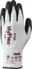 Ansell - Size S (7), ANSI Cut Lvl 4, Abrasion Lvl 6, Polyurethane Coated Cut Resistant Gloves - 9" Long, Palm & Fingertips Coated, Intercept Technology Yarn Lining, Knit Wrist, White/Gray, Paired - Exact Tooling