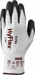 Ansell - Size XL (10), ANSI Cut Lvl 4, Abrasion Lvl 6, Polyurethane Coated Cut Resistant Gloves - 10.25" Long, Palm & Fingertips Coated, Intercept Technology Yarn Lining, Knit Wrist, White/Gray, Paired - Exact Tooling