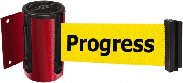 Tensator - 4-1/2" High x 7.5' Long x 2" Wide Wall Mount Barrier - Steel, Red Powdercoat Finish, Red, Use with 898 Wall Receiver - Exact Tooling