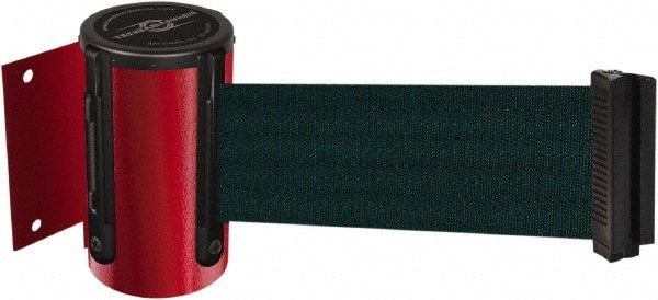 Tensator - 4-1/2" High x 7.5' Long x 2" Wide Wall Mount Barrier - Steel, Red Powdercoat Finish, Red, Use with 898 Wall Receiver - Exact Tooling