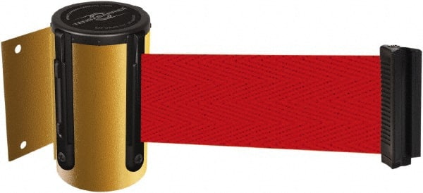 Tensator - 4-1/2" High x 7.5' Long x 2" Wide Wall Mount Barrier - Steel, Yellow Powdercoat Finish, Yellow, Use with 898 Wall Receiver - Exact Tooling