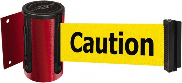 Tensator - 4-1/2" High x 7.5' Long x 2" Wide Wall Mount Barrier - Steel, Red Powdercoat Finish, Red, Use with 898 Wall Receiver - Exact Tooling