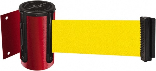 Tensator - 4-1/2" High x 7.5' Long x 2" Wide Wall Mount Barrier - Steel, Red Powdercoat Finish, Red, Use with 898 Wall Receiver - Exact Tooling