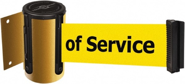 Tensator - 4-1/2" High x 13' Long x 2" Wide Wall Mount Barrier - Steel, Yellow Powdercoat Finish, Yellow, Use with 898 Wall Receiver - Exact Tooling