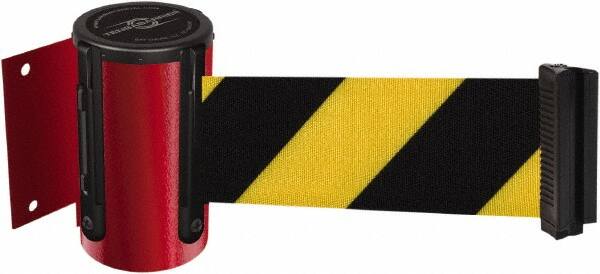 Tensator - 4-1/2" High x 13' Long x 2" Wide Wall Mount Barrier - Steel, Red Powdercoat Finish, Red, Use with 898 Wall Receiver - Exact Tooling