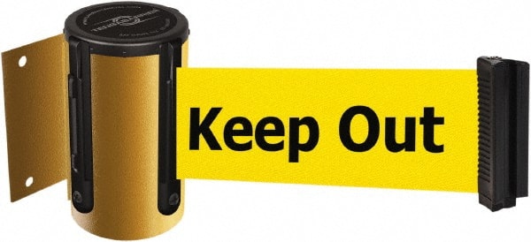 Tensator - 4-1/2" High x 13' Long x 2" Wide Wall Mount Barrier - Steel, Yellow Powdercoat Finish, Yellow, Use with 898 Wall Receiver - Exact Tooling