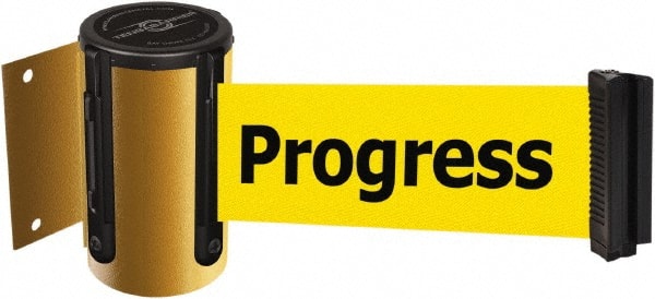 Tensator - 4-1/2" High x 13' Long x 2" Wide Wall Mount Barrier - Steel, Yellow Powdercoat Finish, Yellow, Use with 898 Wall Receiver - Exact Tooling