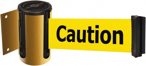 Tensator - 4-1/2" High x 13' Long x 2" Wide Wall Mount Barrier - Steel, Yellow Powdercoat Finish, Yellow, Use with 898 Wall Receiver - Exact Tooling