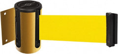 Tensator - 4-1/2" High x 13' Long x 2" Wide Wall Mount Barrier - Steel, Yellow Powdercoat Finish, Yellow, Use with 898 Wall Receiver - Exact Tooling