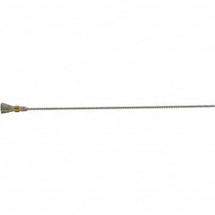 Brush Research Mfg. - 1/4" Diam Helical Stainless Steel Tube Brush - Single Spiral, 0.005" Filament Diam, 1/2" Brush Length, 8" OAL, 0.112" Diam Galvanized Steel Shank - Exact Tooling