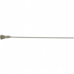 Brush Research Mfg. - 5/16" Diam Helical Stainless Steel Tube Brush - Single Spiral, 0.005" Filament Diam, 5/8" Brush Length, 8-1/2" OAL, 1/8" Diam Galvanized Steel Shank - Exact Tooling
