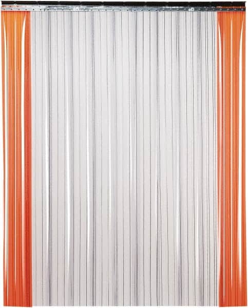 TMI, LLC - 16' Door Width x 16' Door Height PVC Ribbed Strip Door Kit - 16" Strip Width x 0.144" Strip Thickness, Clear, 50% Overlap - Exact Tooling