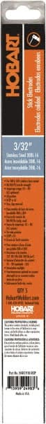 Hobart Welding Products - 14" Long, 1/8" Diam, Stainless Steel Arc Welding Electrode - E308L - Exact Tooling