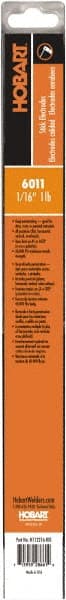 Hobart Welding Products - 14" Long, 1/16" Diam, Mild Steel Arc Welding Electrode - E6011 - Exact Tooling