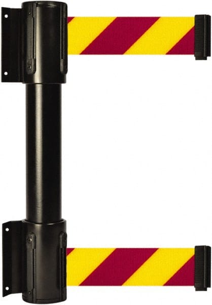 Tensator - 16.64" High x 89" Long x 3" Wide Barrier Dual Line Wall Mount - Steel, Black Powdercoat Finish, Black, Use with 898 Wall Receiver - Exact Tooling