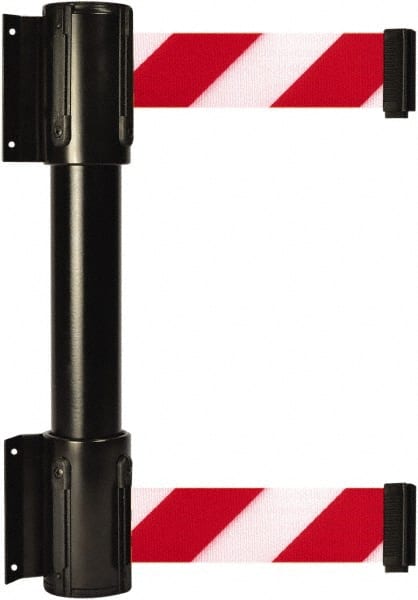 Tensator - 16.64" High x 89" Long x 3" Wide Barrier Dual Line Wall Mount - Steel, Black Powdercoat Finish, Black, Use with 898 Wall Receiver - Exact Tooling