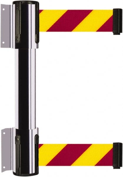 Tensator - 16.64" High x 89" Long x 3" Wide Barrier Dual Line Wall Mount - Steel, Polished Chrome Finish, Polished Chrome, Use with 898 Wall Receiver - Exact Tooling