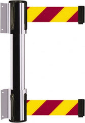 Tensator - 16.64" High x 89" Long x 3" Wide Barrier Dual Line Wall Mount - Steel, Polished Chrome Finish, Polished Chrome, Use with 898 Wall Receiver - Exact Tooling