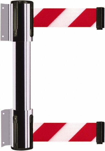 Tensator - 16.64" High x 156" Long x 3" Wide Barrier Dual Line Wall Mount - Steel, Polished Chrome Finish, Polished Chrome, Use with 898 Wall Receiver - Exact Tooling