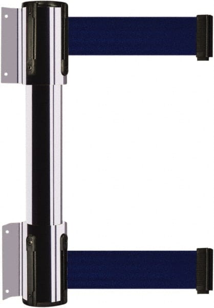 Tensator - 16.64" High x 156" Long x 3" Wide Barrier Dual Line Wall Mount - Steel, Polished Chrome Finish, Polished Chrome, Use with 898 Wall Receiver - Exact Tooling