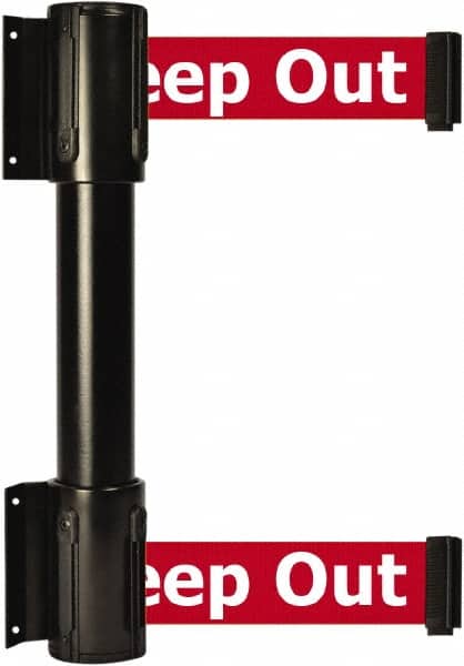 Tensator - 16.64" High x 89" Long x 3" Wide Barrier Dual Line Wall Mount - Steel, Black Powdercoat Finish, Black, Use with 898 Wall Receiver - Exact Tooling