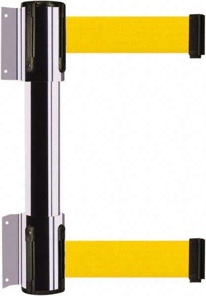 Tensator - 16.64" High x 89" Long x 3" Wide Barrier Dual Line Wall Mount - Steel, Polished Chrome Finish, Polished Chrome, Use with 898 Wall Receiver - Exact Tooling