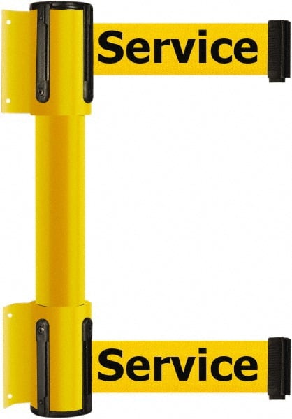 Tensator - 16.64" High x 156" Long x 3" Wide Barrier Dual Line Wall Mount - Steel, Yellow Powdercoat Finish, Yellow, Use with 898 Wall Receiver - Exact Tooling
