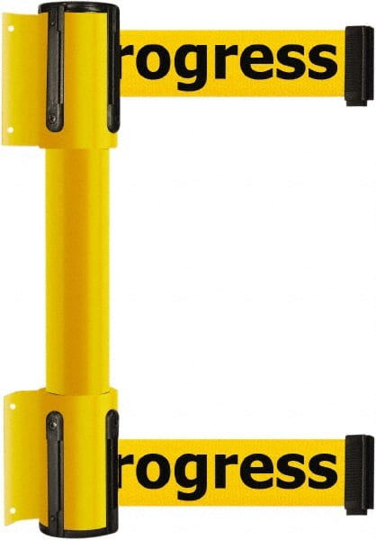 Tensator - 16.64" High x 89" Long x 3" Wide Barrier Dual Line Wall Mount - Steel, Yellow Powdercoat Finish, Yellow, Use with 898 Wall Receiver - Exact Tooling