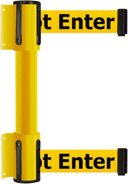 Tensator - 16.64" High x 156" Long x 3" Wide Barrier Dual Line Wall Mount - Steel, Yellow Powdercoat Finish, Yellow, Use with 898 Wall Receiver - Exact Tooling