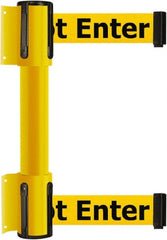 Tensator - 16.64" High x 156" Long x 3" Wide Barrier Dual Line Wall Mount - Steel, Yellow Powdercoat Finish, Yellow, Use with 898 Wall Receiver - Exact Tooling