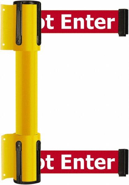 Tensator - 16.64" High x 156" Long x 3" Wide Barrier Dual Line Wall Mount - Steel, Yellow Powdercoat Finish, Yellow, Use with 898 Wall Receiver - Exact Tooling