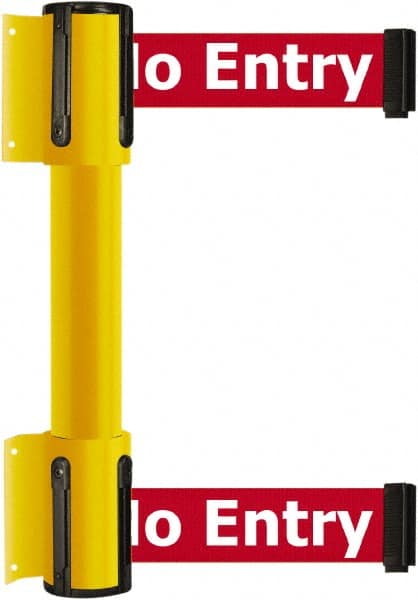 Tensator - 16.64" High x 156" Long x 3" Wide Barrier Dual Line Wall Mount - Steel, Yellow Powdercoat Finish, Yellow, Use with 898 Wall Receiver - Exact Tooling