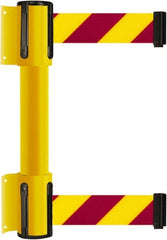 Tensator - 16.64" High x 89" Long x 3" Wide Barrier Dual Line Wall Mount - Steel, Yellow Powdercoat Finish, Yellow, Use with 898 Wall Receiver - Exact Tooling