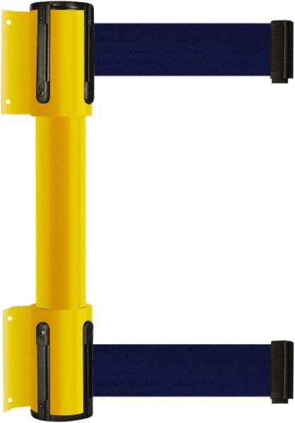 Tensator - 16.64" High x 156" Long x 3" Wide Barrier Dual Line Wall Mount - Steel, Yellow Powdercoat Finish, Yellow, Use with 898 Wall Receiver - Exact Tooling