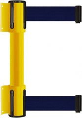 Tensator - 16.64" High x 156" Long x 3" Wide Barrier Dual Line Wall Mount - Steel, Yellow Powdercoat Finish, Yellow, Use with 898 Wall Receiver - Exact Tooling
