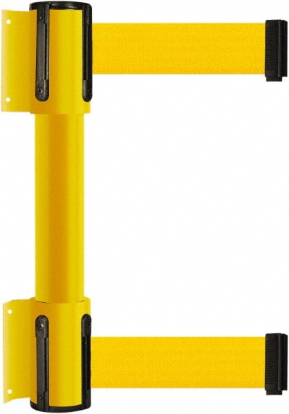 Tensator - 16.64" High x 156" Long x 3" Wide Barrier Dual Line Wall Mount - Steel, Yellow Powdercoat Finish, Yellow, Use with 898 Wall Receiver - Exact Tooling