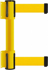 Tensator - 16.64" High x 89" Long x 3" Wide Barrier Dual Line Wall Mount - Steel, Yellow Powdercoat Finish, Yellow, Use with 898 Wall Receiver - Exact Tooling