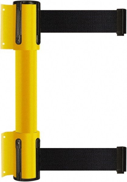 Tensator - 16.64" High x 89" Long x 3" Wide Barrier Dual Line Wall Mount - Steel, Yellow Powdercoat Finish, Yellow, Use with 898 Wall Receiver - Exact Tooling
