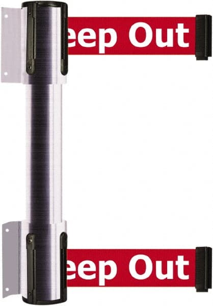 Tensator - 16.64" High x 89" Long x 3" Wide Barrier Dual Line Wall Mount - Steel, Satin Chrome Finish, Satin Chrome, Use with 898 Wall Receiver - Exact Tooling