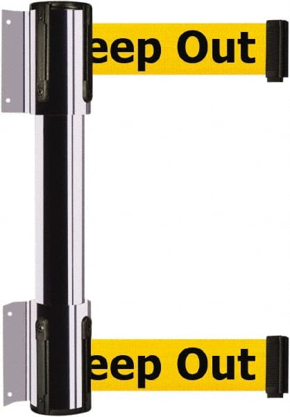 Tensator - 16.64" High x 156" Long x 3" Wide Barrier Dual Line Wall Mount - Steel, Polished Chrome Finish, Polished Chrome, Use with 898 Wall Receiver - Exact Tooling