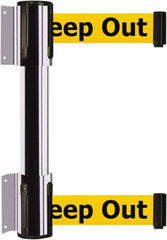 Tensator - 16.64" High x 89" Long x 3" Wide Barrier Dual Line Wall Mount - Steel, Polished Chrome Finish, Polished Chrome, Use with 898 Wall Receiver - Exact Tooling