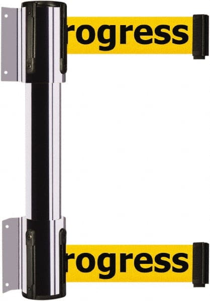 Tensator - 16.64" High x 156" Long x 3" Wide Barrier Dual Line Wall Mount - Steel, Polished Chrome Finish, Polished Chrome, Use with 898 Wall Receiver - Exact Tooling