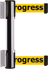 Tensator - 16.64" High x 156" Long x 3" Wide Barrier Dual Line Wall Mount - Steel, Polished Chrome Finish, Polished Chrome, Use with 898 Wall Receiver - Exact Tooling