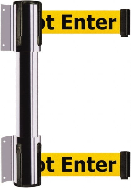 Tensator - 16.64" High x 156" Long x 3" Wide Barrier Dual Line Wall Mount - Steel, Polished Chrome Finish, Polished Chrome, Use with 898 Wall Receiver - Exact Tooling