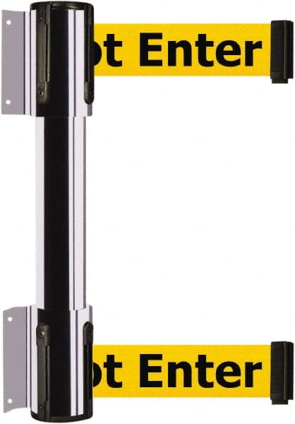 Tensator - 16.64" High x 89" Long x 3" Wide Barrier Dual Line Wall Mount - Steel, Polished Chrome Finish, Polished Chrome, Use with 898 Wall Receiver - Exact Tooling