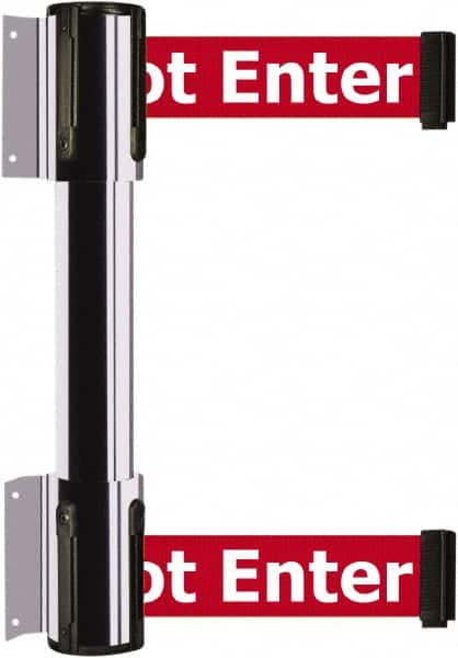 Tensator - 16.64" High x 89" Long x 3" Wide Barrier Dual Line Wall Mount - Steel, Polished Chrome Finish, Polished Chrome, Use with 898 Wall Receiver - Exact Tooling