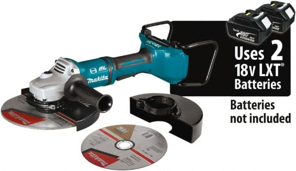 Makita - 9" Wheel Diam, 6,000 RPM, Cordless Angle & Disc Grinder - 5/8-11 Spindle, 18 Volts - Exact Tooling