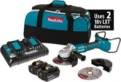 Makita - 7" Wheel Diam, 7,700 RPM, Cordless Angle & Disc Grinder - 5/8-11 Spindle, 18 Volts - Exact Tooling